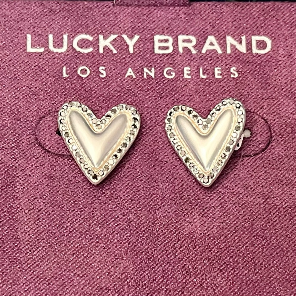 Lucky Brand 🍀 Silver Heart Earrings